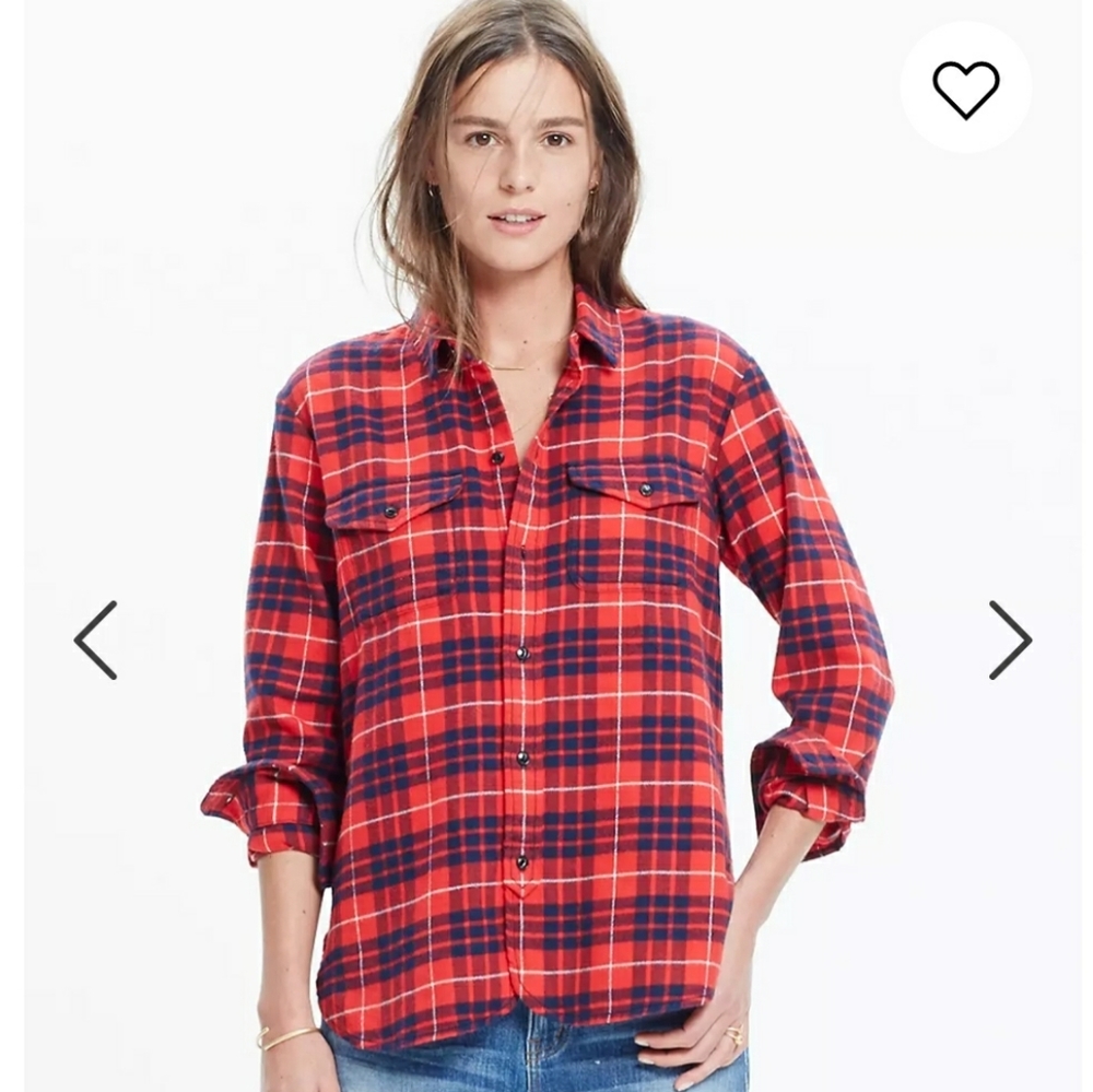 Madewell Red & Blue Button Down Flannel Altamira Plaid